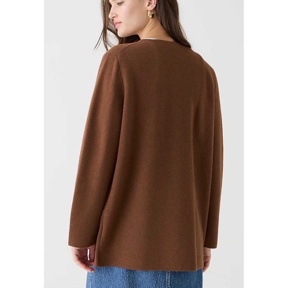 J.Crew Giselle Sweaterblazer in Heather Walnut Brown Merino Wool Blend Cardigan - Picture 4 of 15